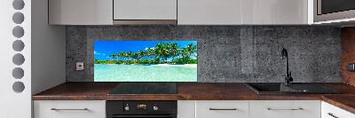 Rivestimento parete cucina con motivo spiaggia tropicale