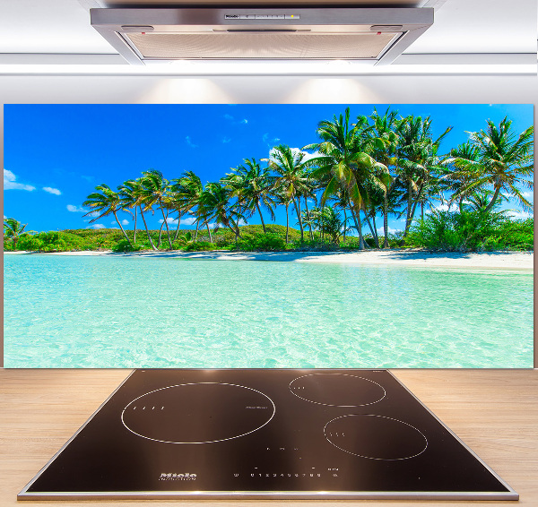 Rivestimento parete cucina con motivo spiaggia tropicale