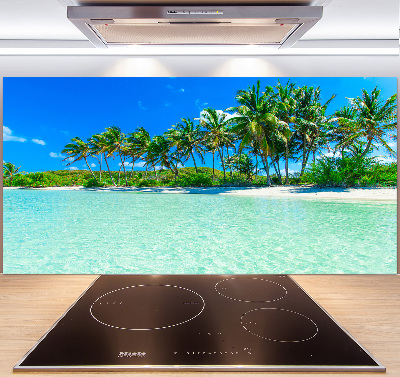 Rivestimento parete cucina con motivo spiaggia tropicale