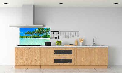 Rivestimento parete cucina con motivo spiaggia tropicale