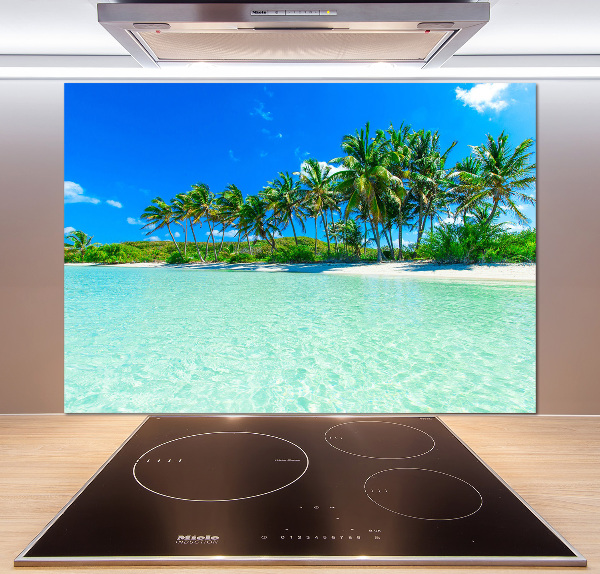 Rivestimento parete cucina con motivo spiaggia tropicale