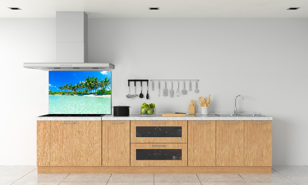 Rivestimento parete cucina con motivo spiaggia tropicale