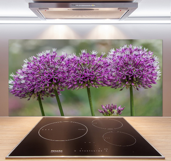 Pannello paraschizzi cucina con motivo a fiore d'aglio