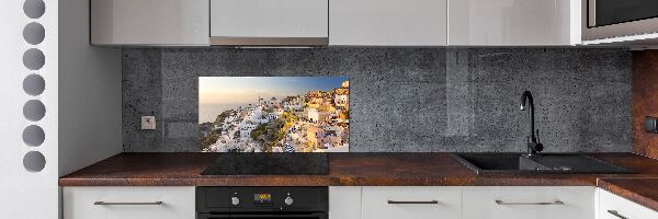 Rivestimento parete cucina con motivo ispirato a Santorini, Grecia