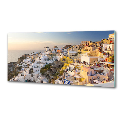 Rivestimento parete cucina con motivo ispirato a Santorini, Grecia