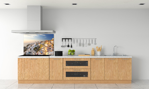 Rivestimento parete cucina con motivo ispirato a Santorini, Grecia