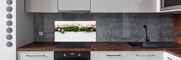 Rivestimento parete cucina con motivo di margherite rosa