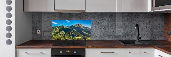 Rivestimento parete cucina con stampa panoramica dei Monti Tatra