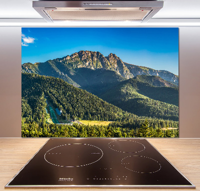 Rivestimento parete cucina con stampa panoramica dei Monti Tatra