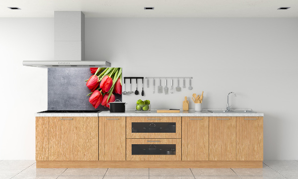 Pannello paraschizzi cucina con motivo a fiore rosso