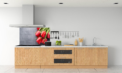 Pannello paraschizzi cucina con motivo a fiore rosso