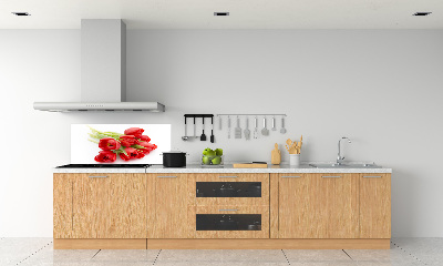 Rivestimento parete cucina con motivo a fiore rosso