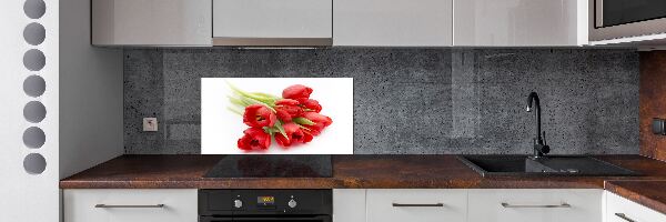 Rivestimento parete cucina con motivo a fiore rosso