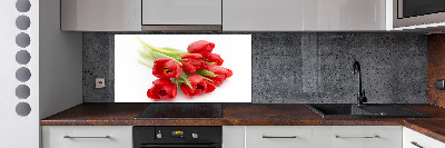 Rivestimento parete cucina con motivo a fiore rosso