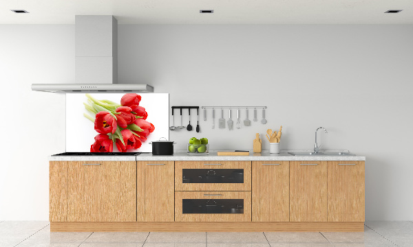 Rivestimento parete cucina con motivo a fiore rosso
