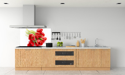 Rivestimento parete cucina con motivo a fiore rosso