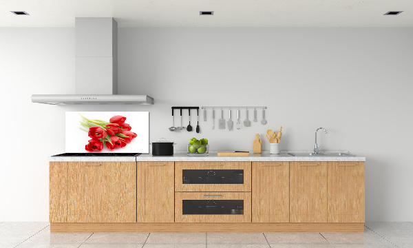 Rivestimento parete cucina con motivo a fiore rosso
