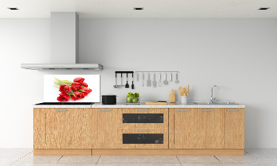 Rivestimento parete cucina con motivo a fiore rosso