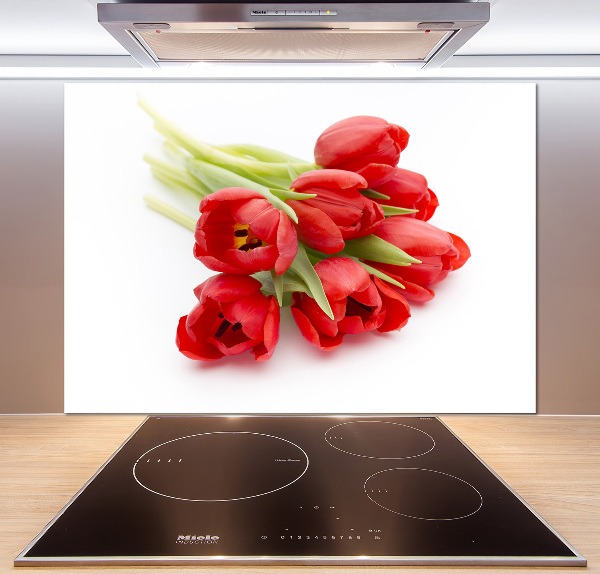 Rivestimento parete cucina con motivo a fiore rosso