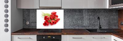 Rivestimento parete cucina con motivo a fiore rosso