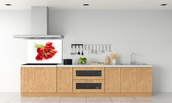 Rivestimento parete cucina con motivo a fiore rosso