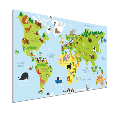 Pannello retrocucina con stampa Mappa degli animali per decorare la parete