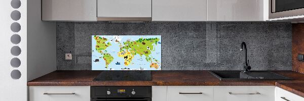 Pannello retrocucina con stampa Mappa degli animali per decorare la parete