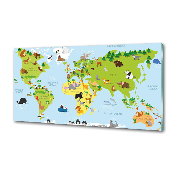 Pannello retrocucina con stampa Mappa degli animali per decorare la parete