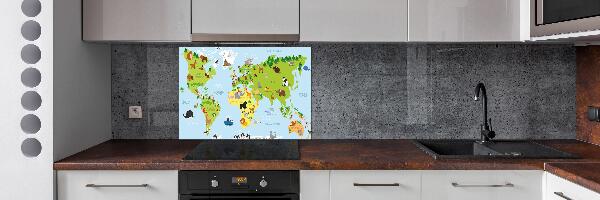 Pannello retrocucina con stampa Mappa degli animali per decorare la parete