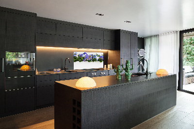 Pannello retrocucina con motivo di fiori blu