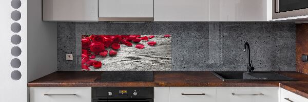 Pannello paraschizzi cucina con motivo di rose rosse