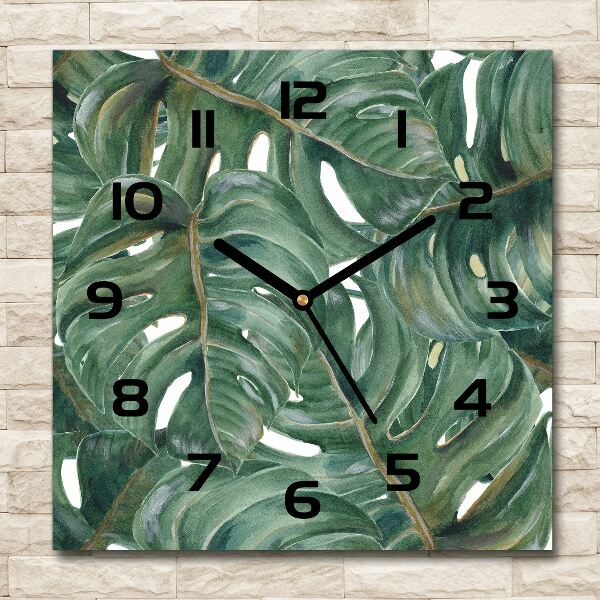 Orologio quadrato con motivo Monstera