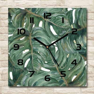 Orologio quadrato con motivo Monstera