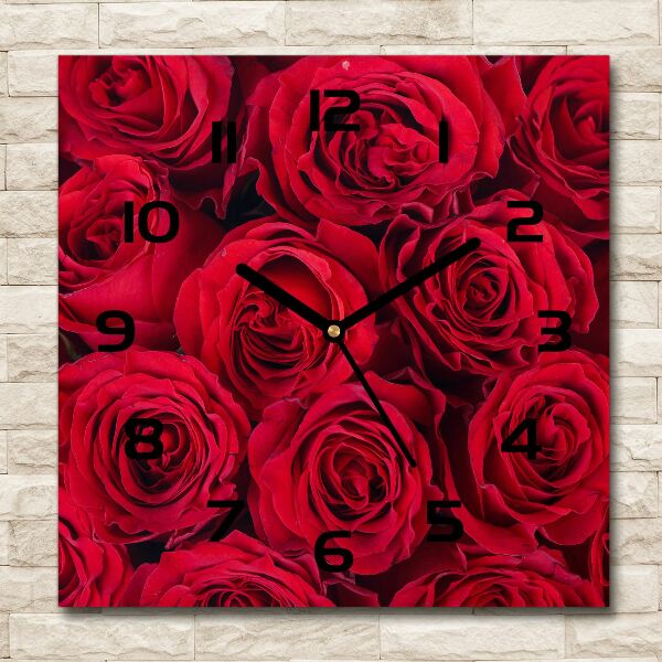 Orologio da parete quadrato con motivo a rose