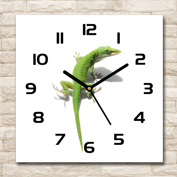 Orologio quadrato con motivo di lucertola verde