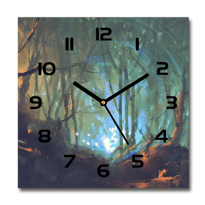 Orologio quadrato con quadrante ispirato alla foresta mistica