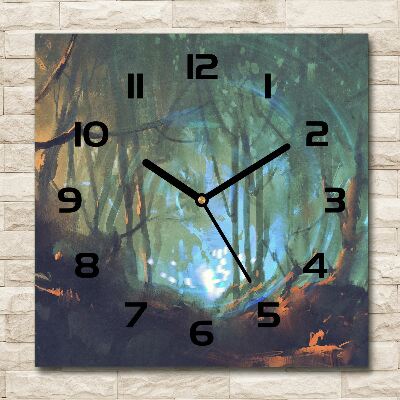 Orologio quadrato con quadrante ispirato alla foresta mistica