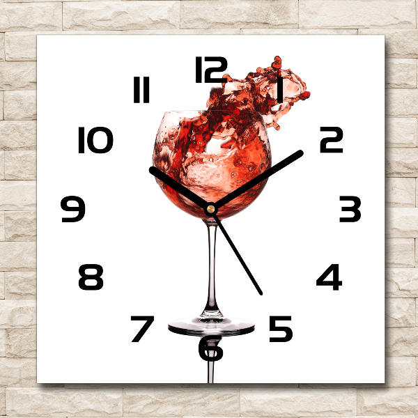 Orologio da parete quadrato con decorazione a motivo di bicchiere di vino