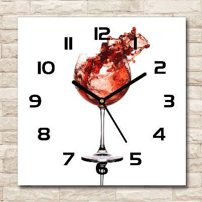 Orologio da parete quadrato con decorazione a motivo di bicchiere di vino