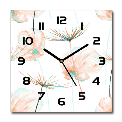 Orologio da parete quadrato con quadrante decorato con motivo di dente di leone