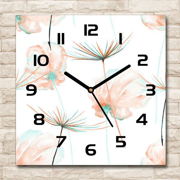 Orologio da parete quadrato con quadrante decorato con motivo di dente di leone