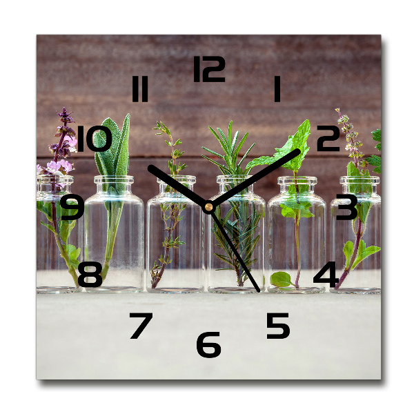 Orologio quadrato in vetro con motivo di piante in vaso