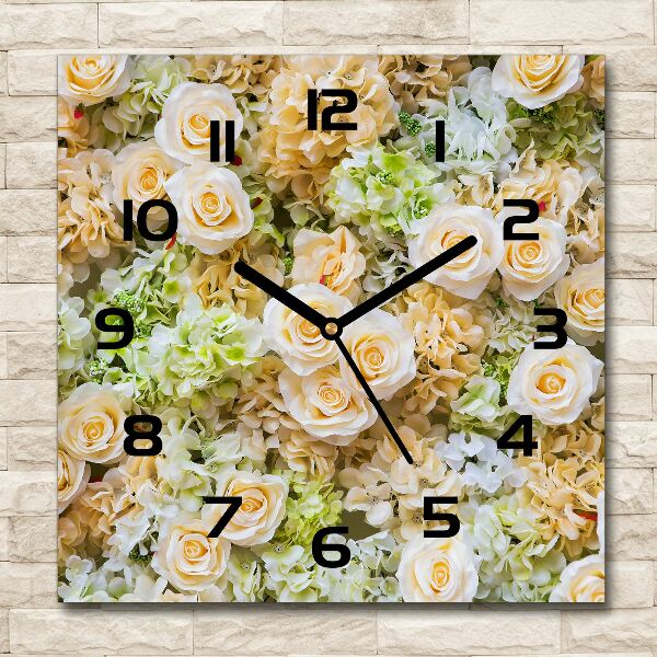 Orologio da parete quadrato con motivo a rose