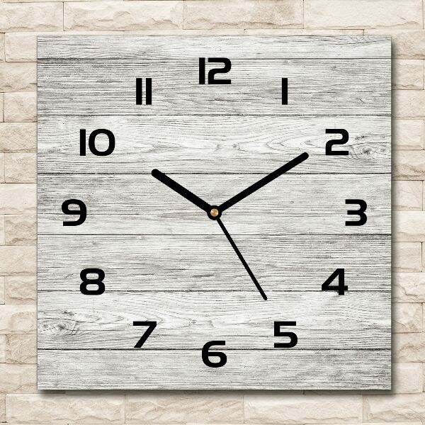 Orologio quadrato in vetro con sfondo in legno