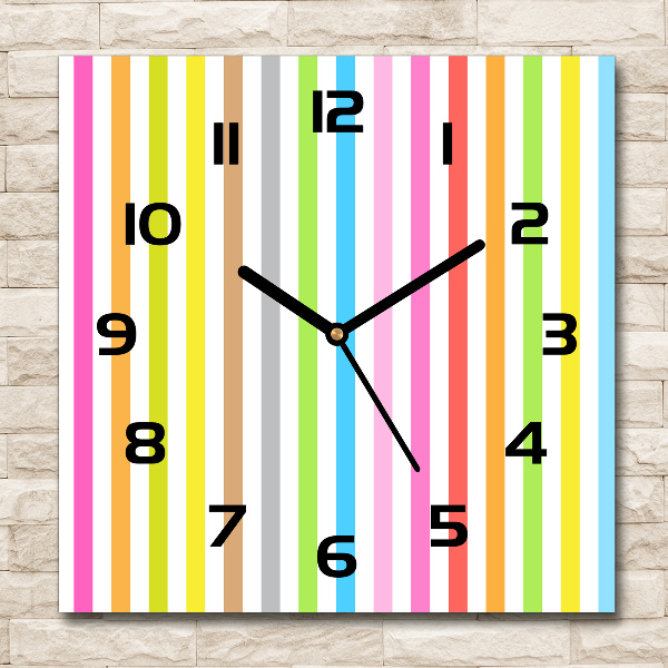 Orologio quadrato con strisce colorate