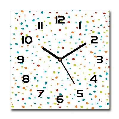 Orologio quadrato con quadrante decorato da puntini colorati