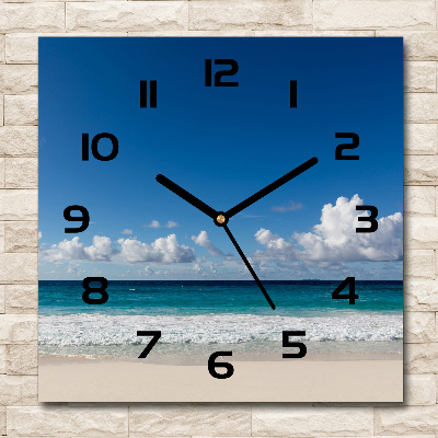 Orologio quadrato con quadrante ispirato alla spiaggia delle Seychelles