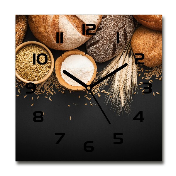 Orologio quadrato in vetro con motivo pane e grano