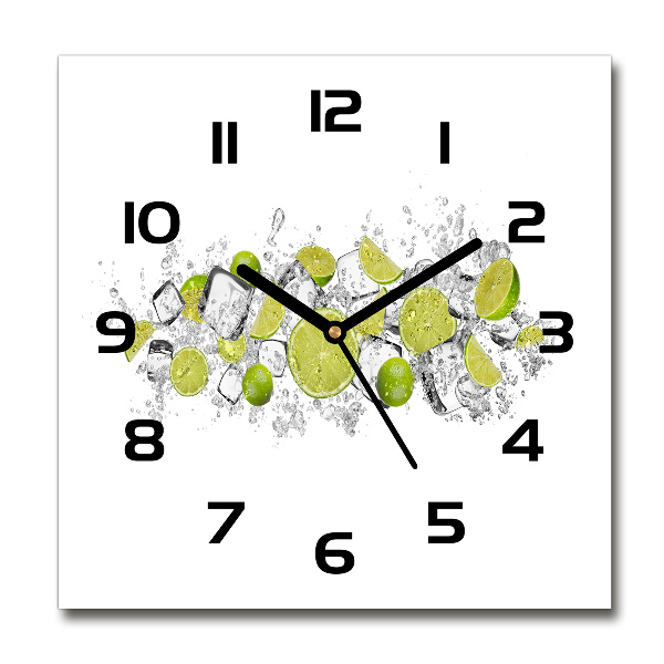 Orologio quadrato con quadrante decorato con motivo a cubetti di ghiaccio e lime