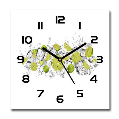 Orologio quadrato con quadrante decorato con motivo a cubetti di ghiaccio e lime
